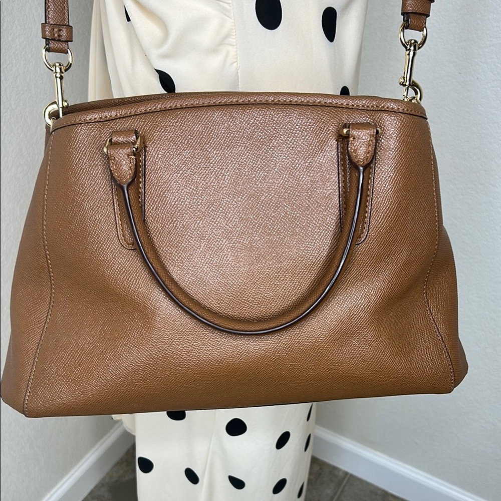 Coach Margot Carryall Crossbody Bag Pebbled Leather Brown Tote Satchel / Strap - Picture 5 of 17